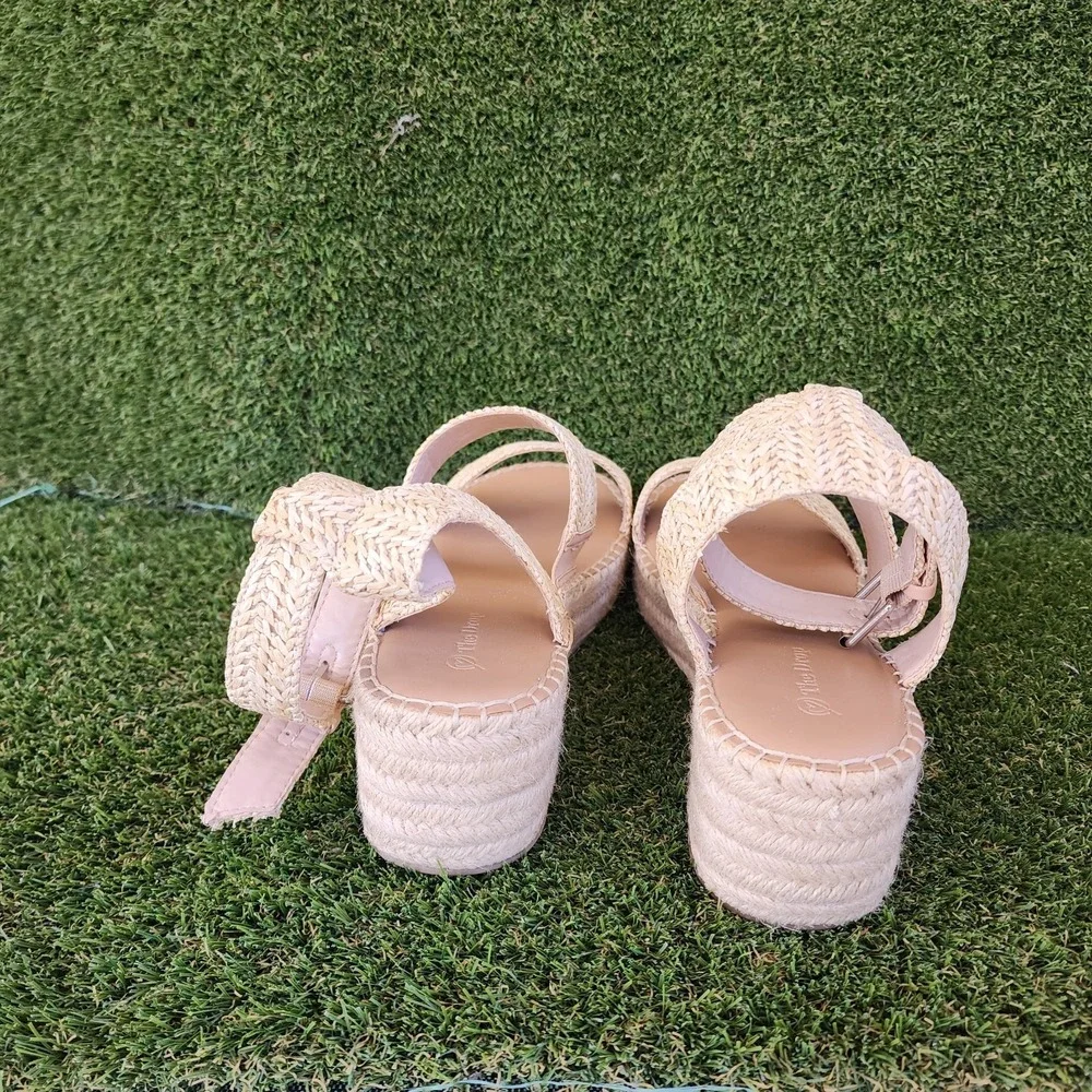 The Drop Espadrille Platform Wedge Sandals Raffia Ankle Strap Womens 11